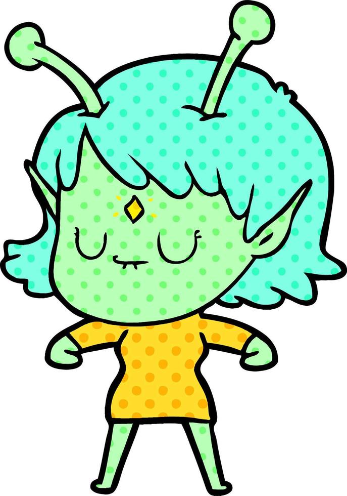 cartoon alien girl vector