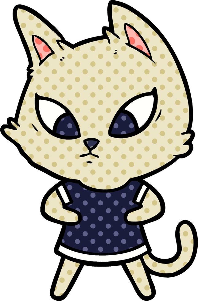 confused cartoon cat in clothes vector