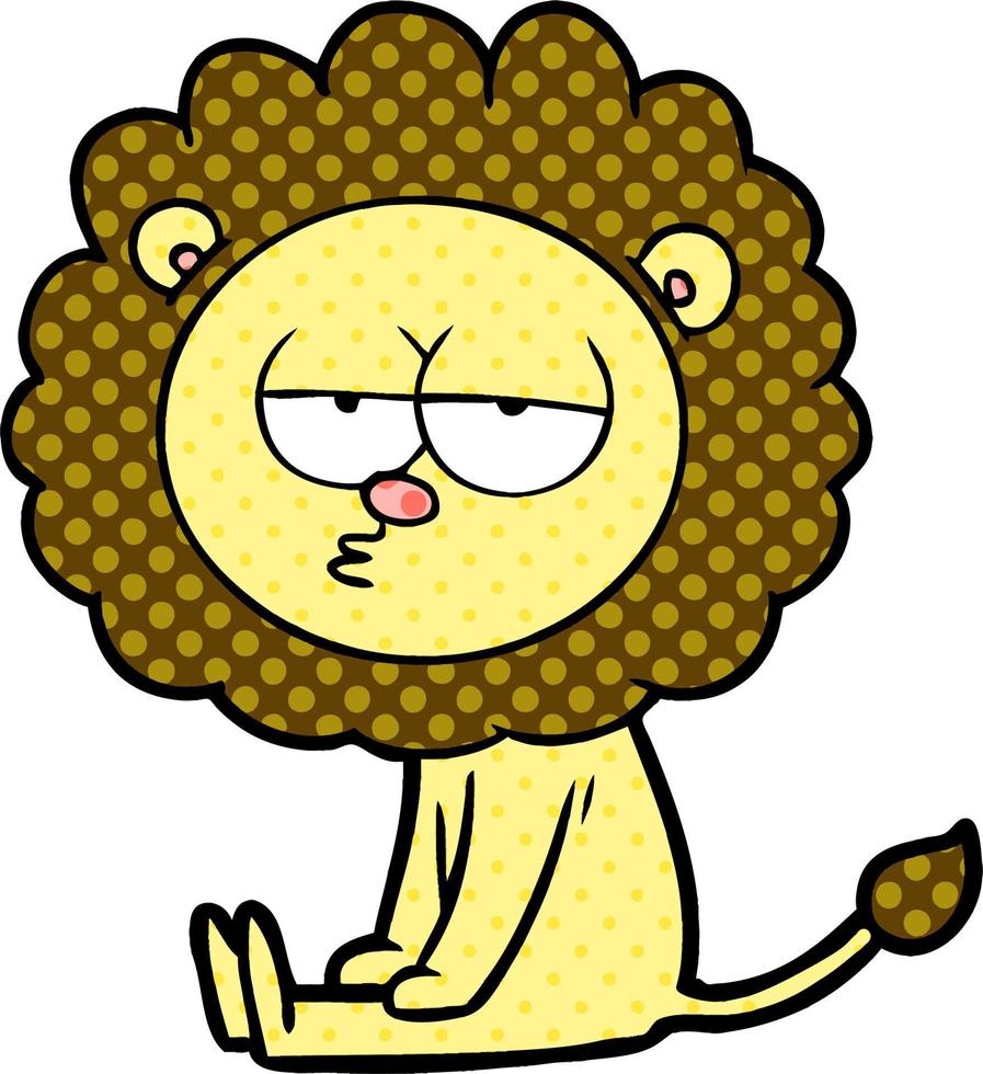 cartoon bored lion vector