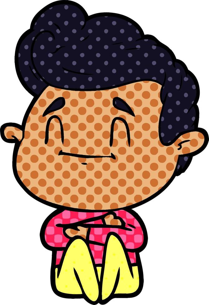 happy cartoon man sitting vector