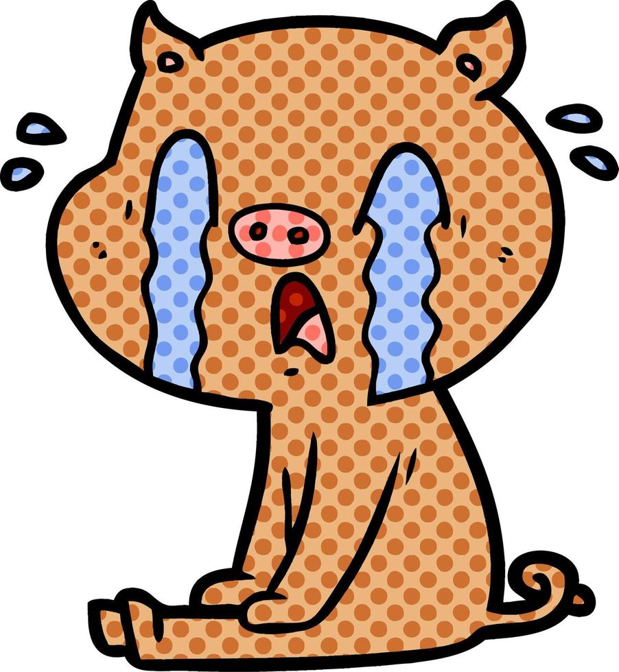crying pig cartoon vector
