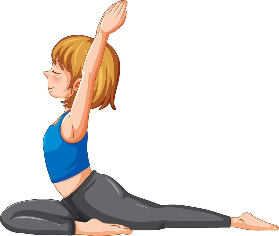 A girl doing yoga cartoon character vector