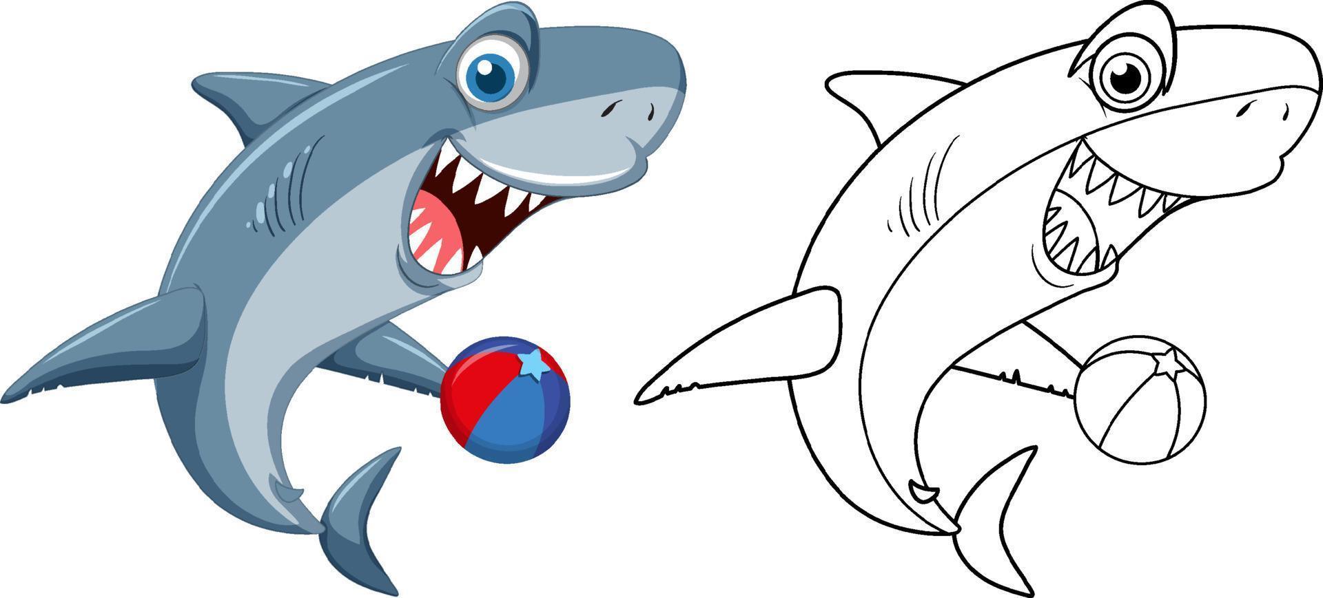 Doodle animal character for shark vector