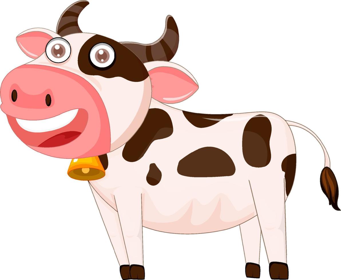 lindo personaje de dibujos animados de vaca vector