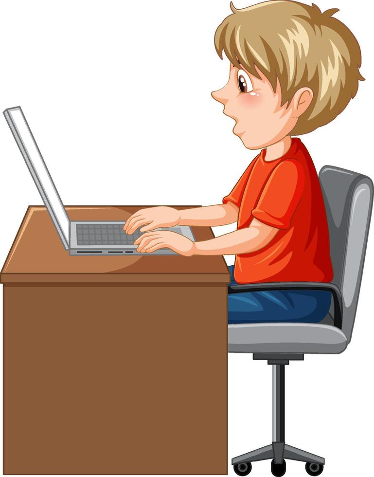 A man using laptop cartoon vector