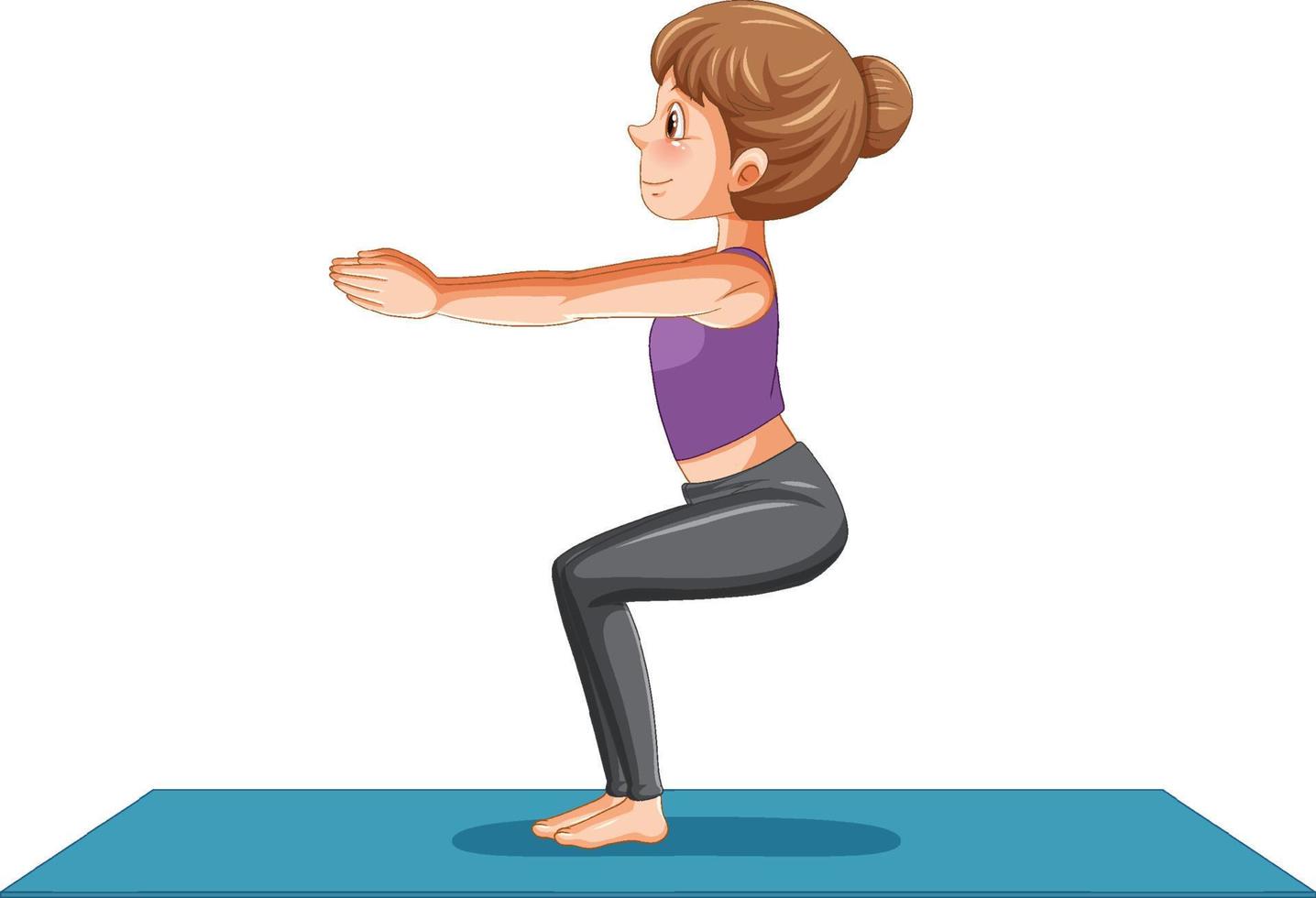 Woman practicing yoga on mat vector