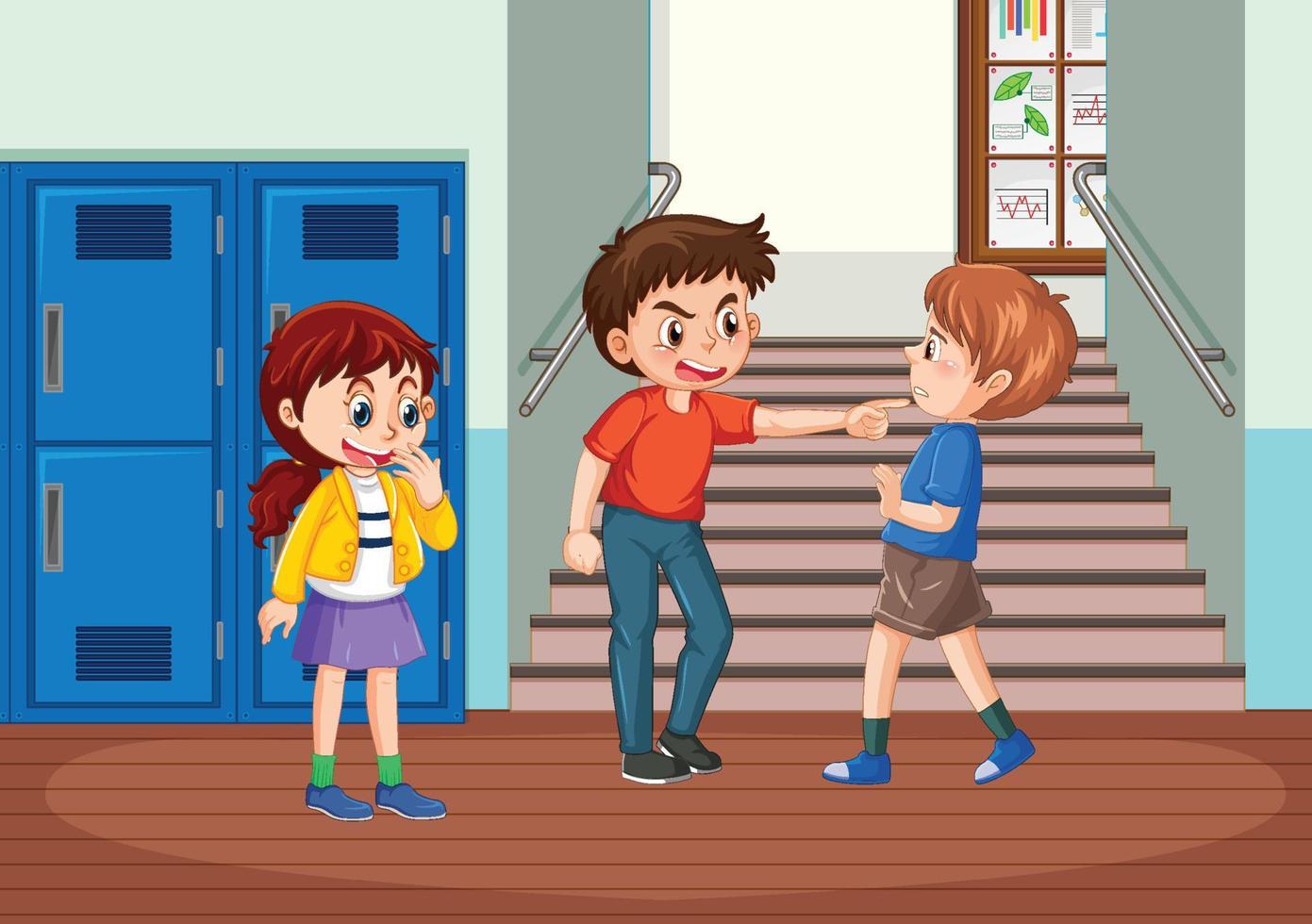 Bullying kids school scene vector