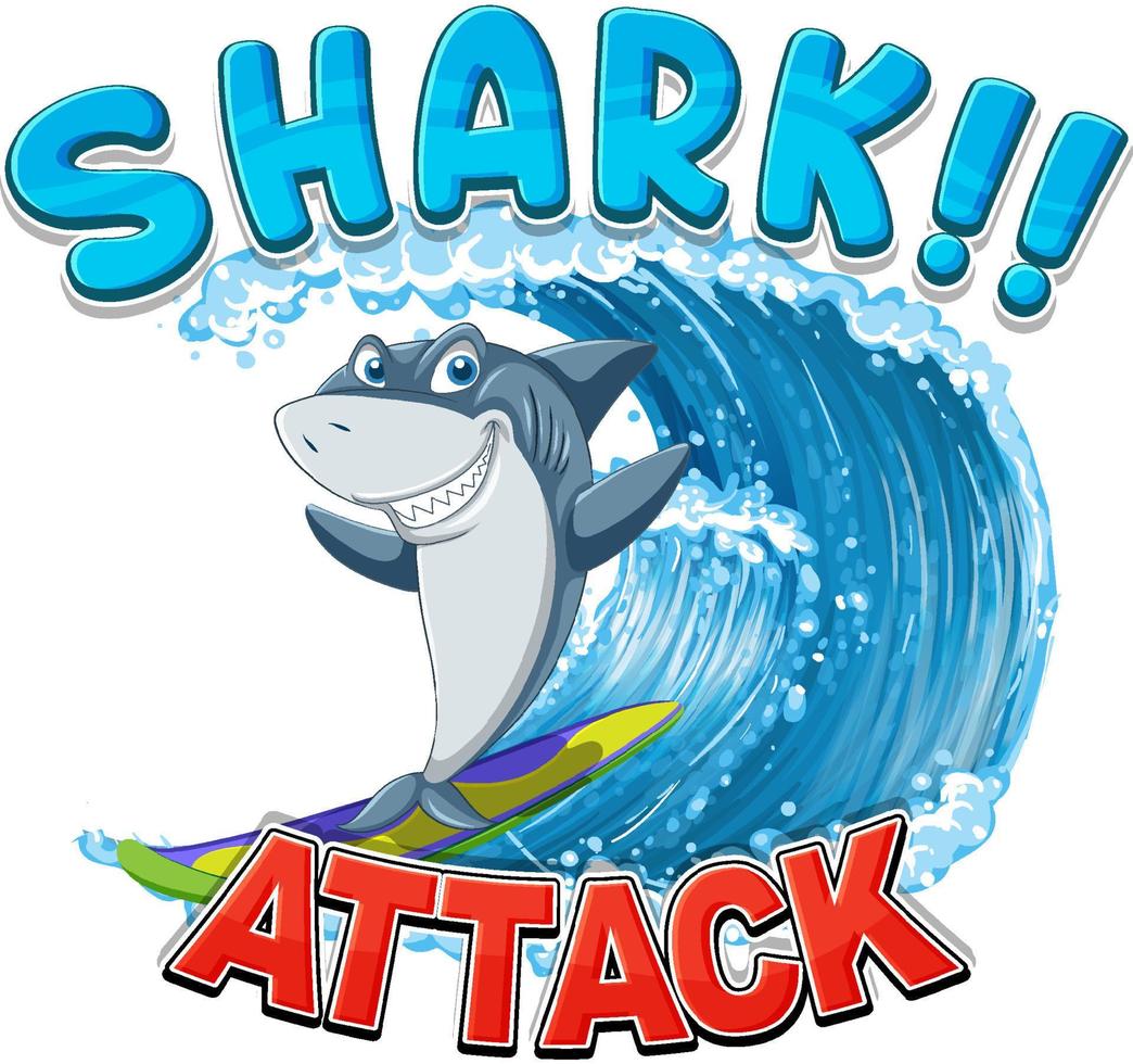 Shark attack icon with shark surfing vector