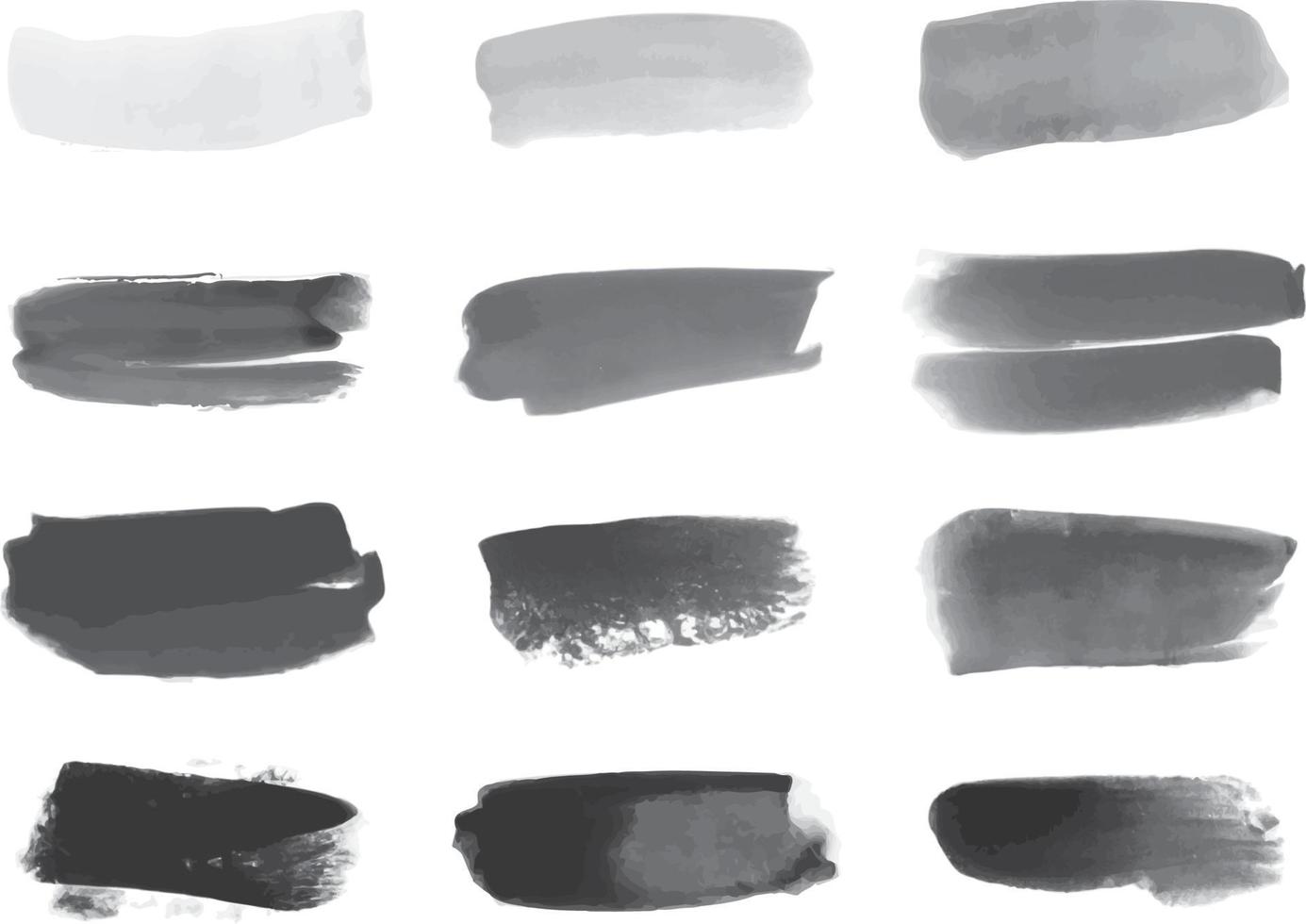 Set of black watercolor brush stroke vector