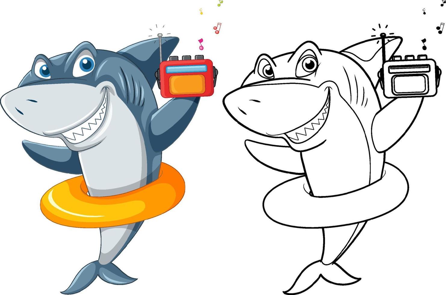 Doodle animal character for shark vector