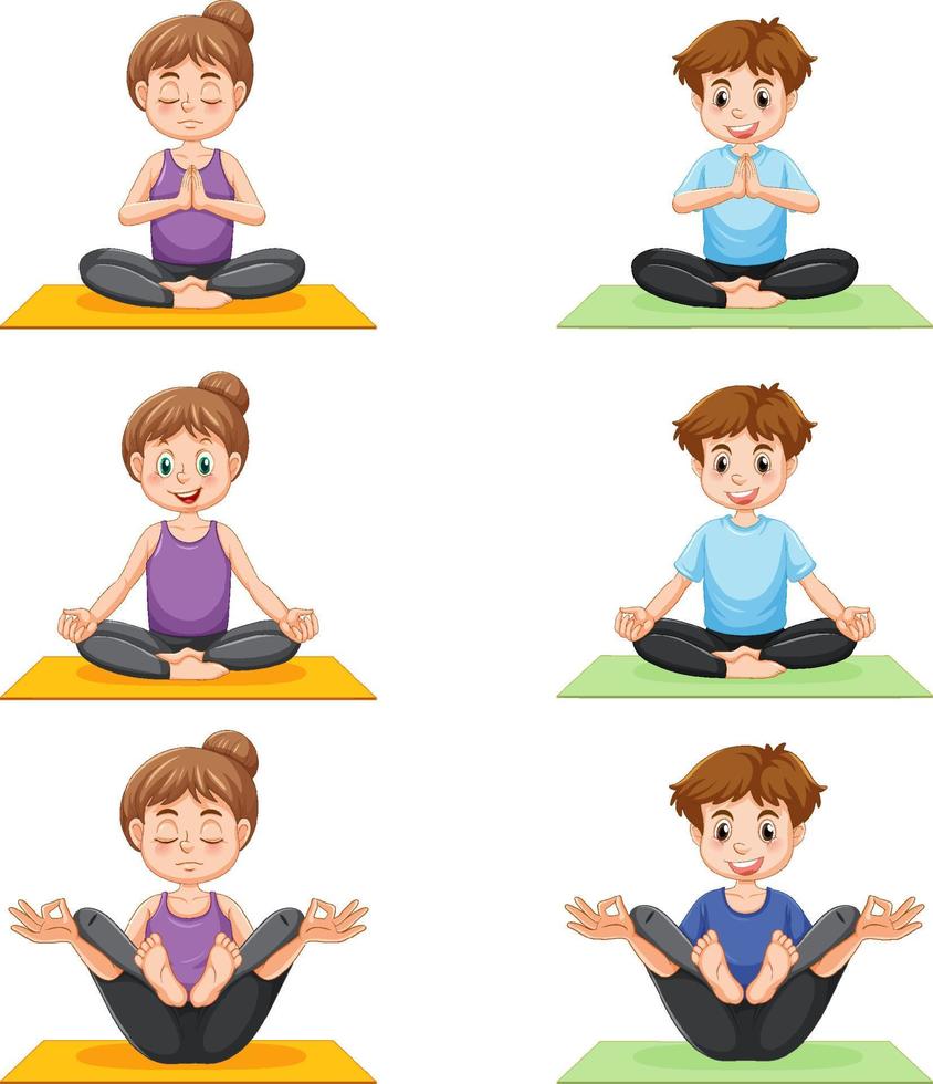Set of yoga postures vector
