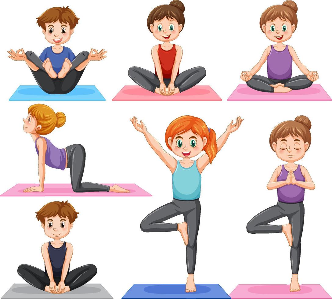 Set of yoga postures vector