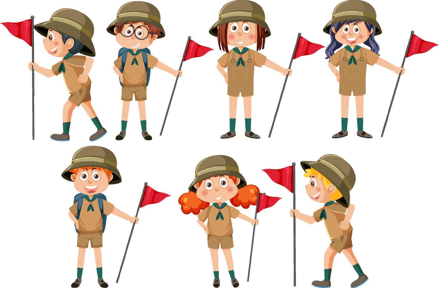 Children in camping outfit vector