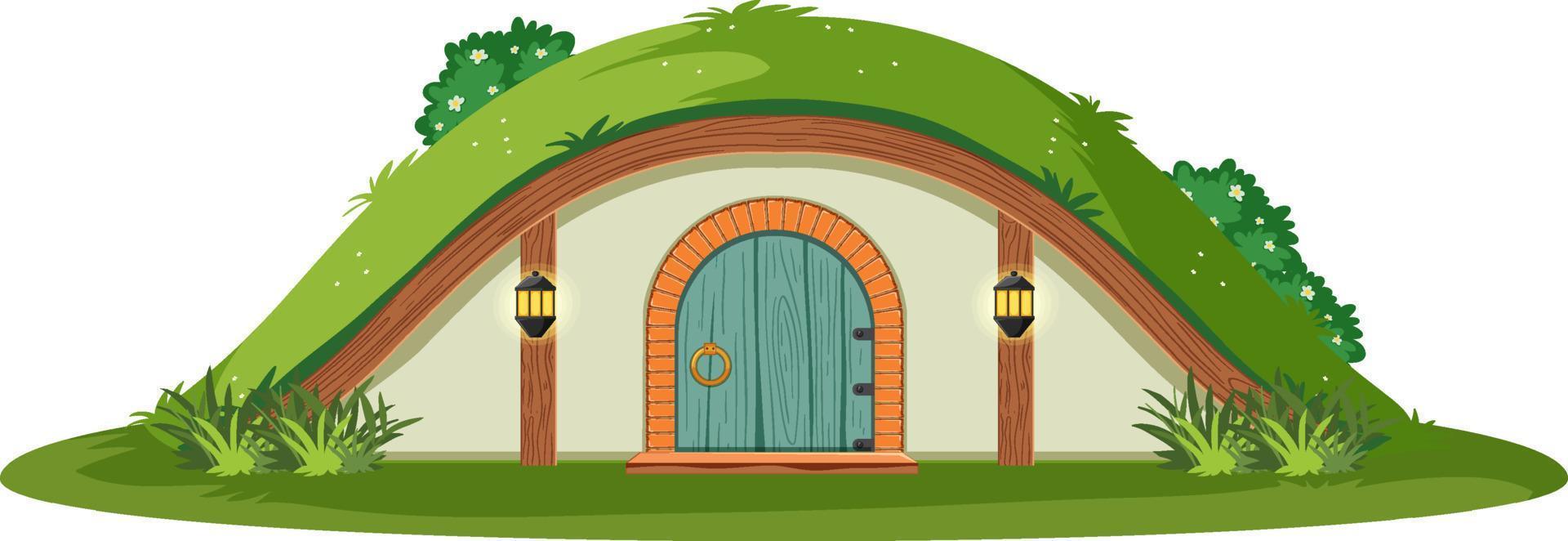 casa hobbit aislada sobre fondo blanco vector