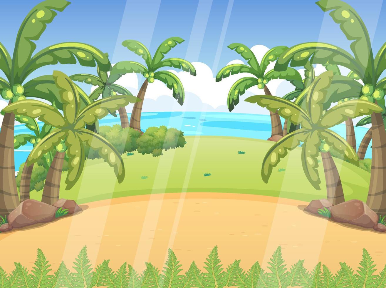 Tropical beach cartoon background vector