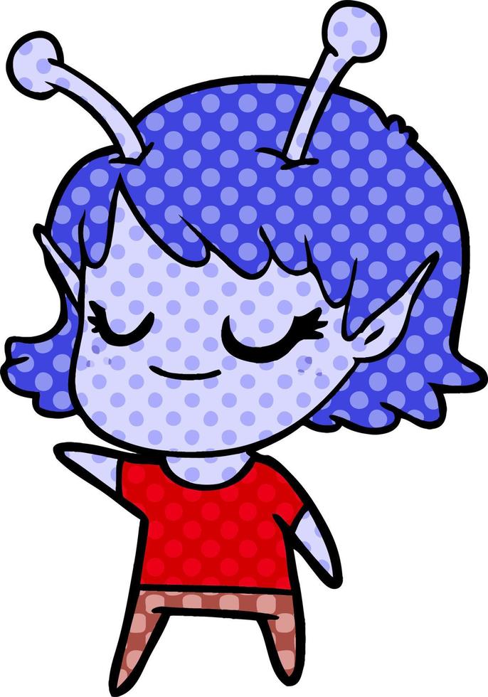smiling alien girl cartoon vector