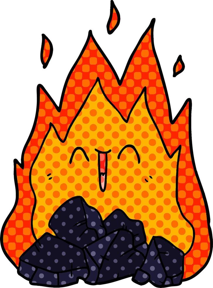 fuego de carbón ardiente de dibujos animados vector