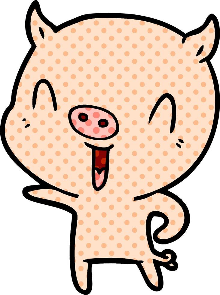 cerdo feliz de dibujos animados vector