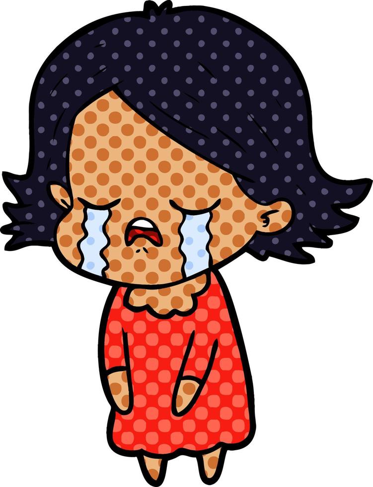 cartoon girl crying vector