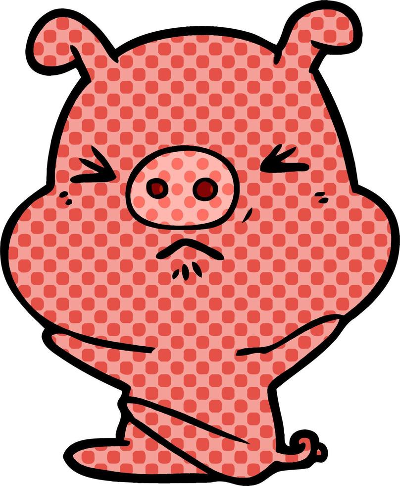 cartoon angry pig vector