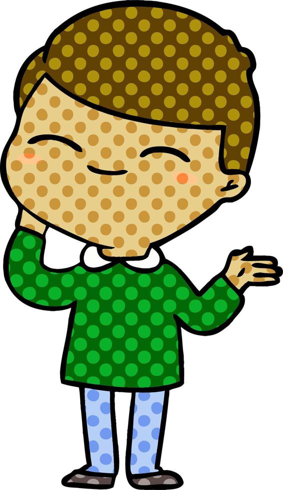 cartoon shy smiling boy vector