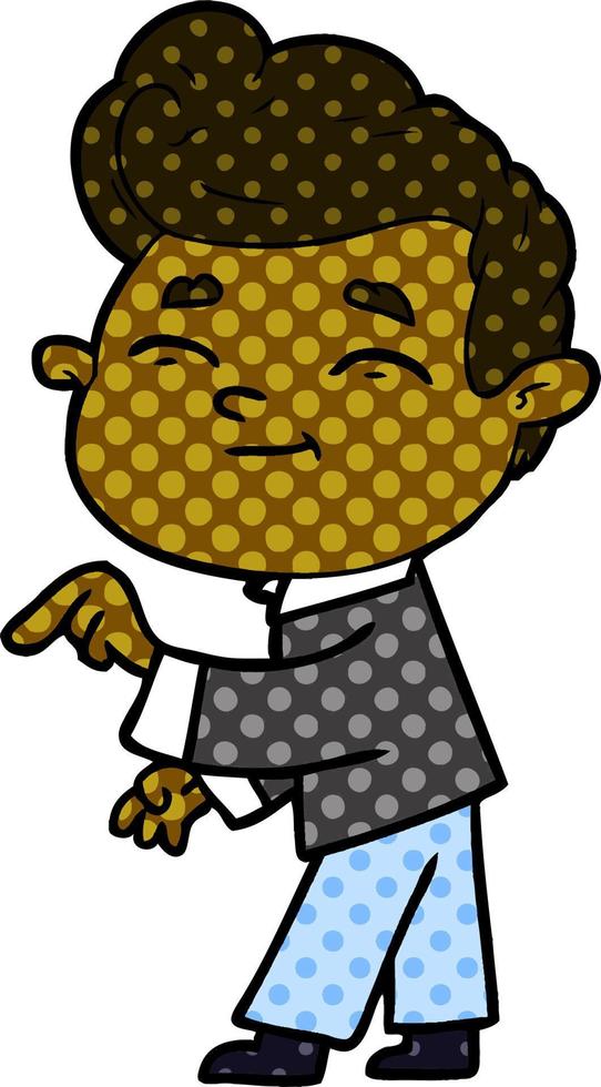 happy cartoon man pointing vector