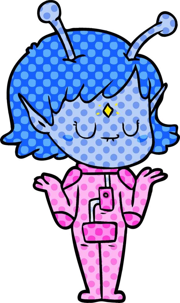 cartoon alien girl vector