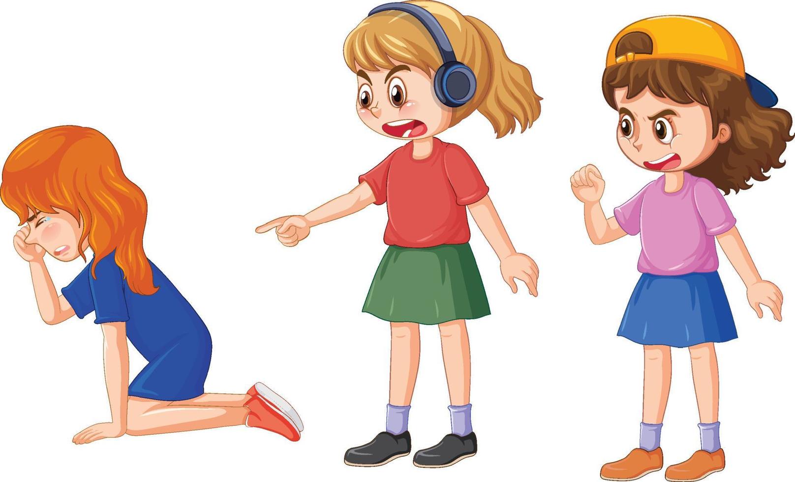 vector de personaje de dibujos animados de niños de intimidación