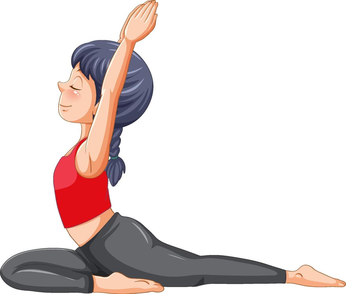 A girl doing yoga cartoon character vector