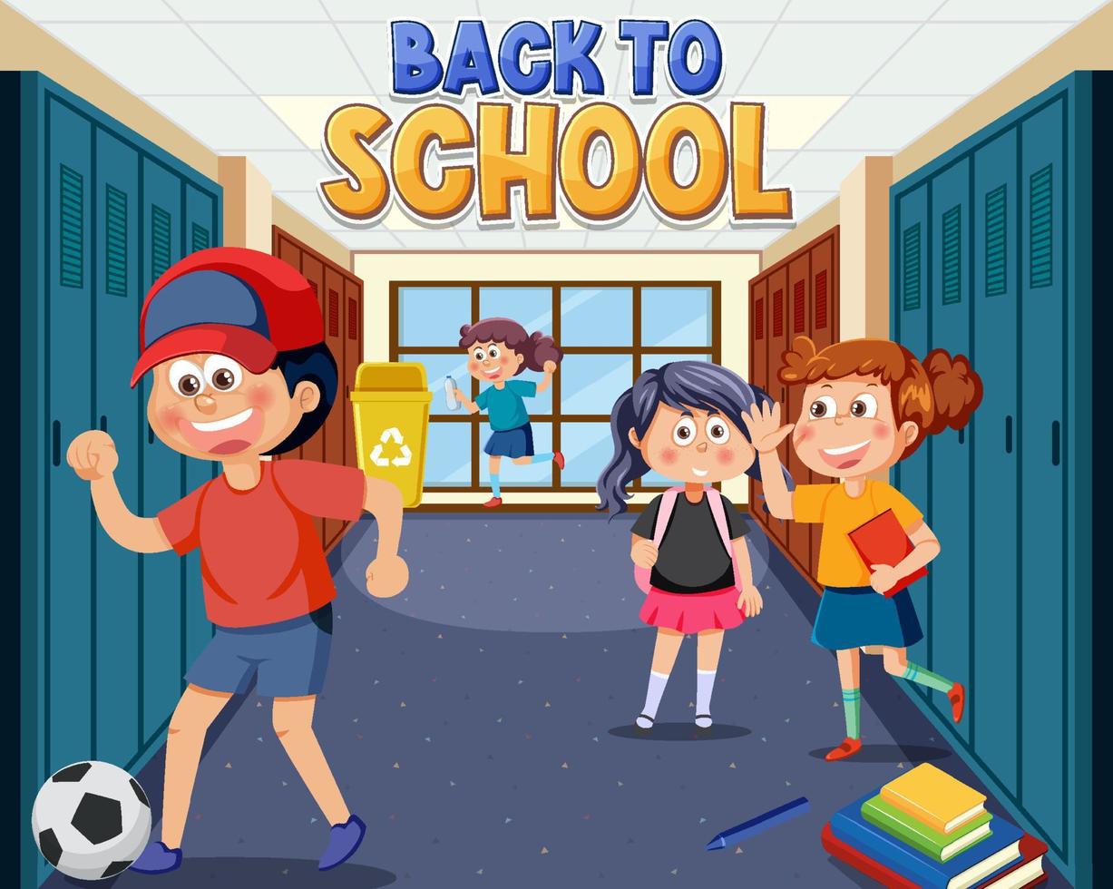 Back to school with student kids vector