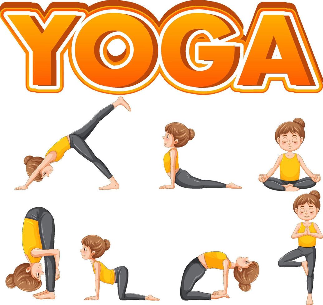 Set of yoga postures vector