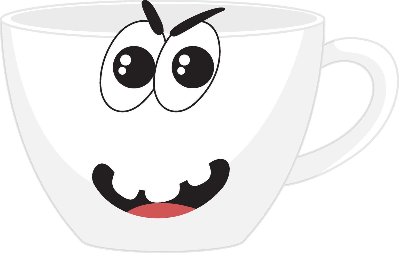 White cup with facial expression vector