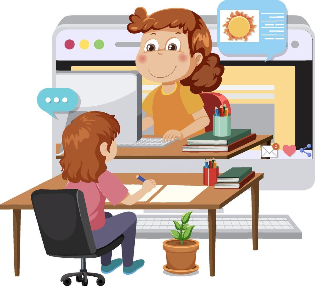 Social media kid vector concept