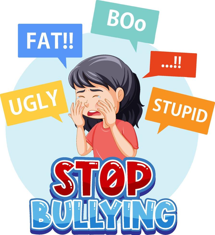 Stop bullying kids text design vector
