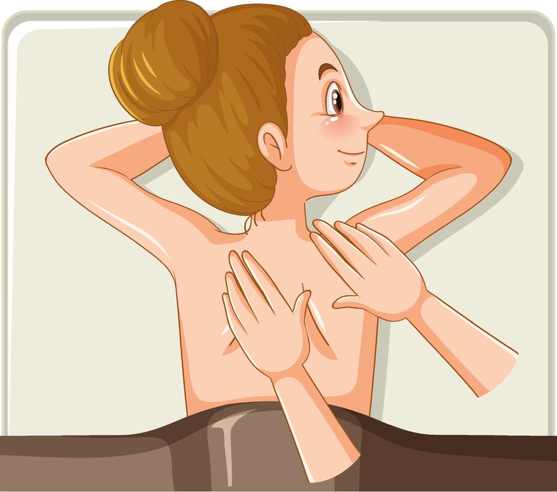 A woman getting back massage spa vector