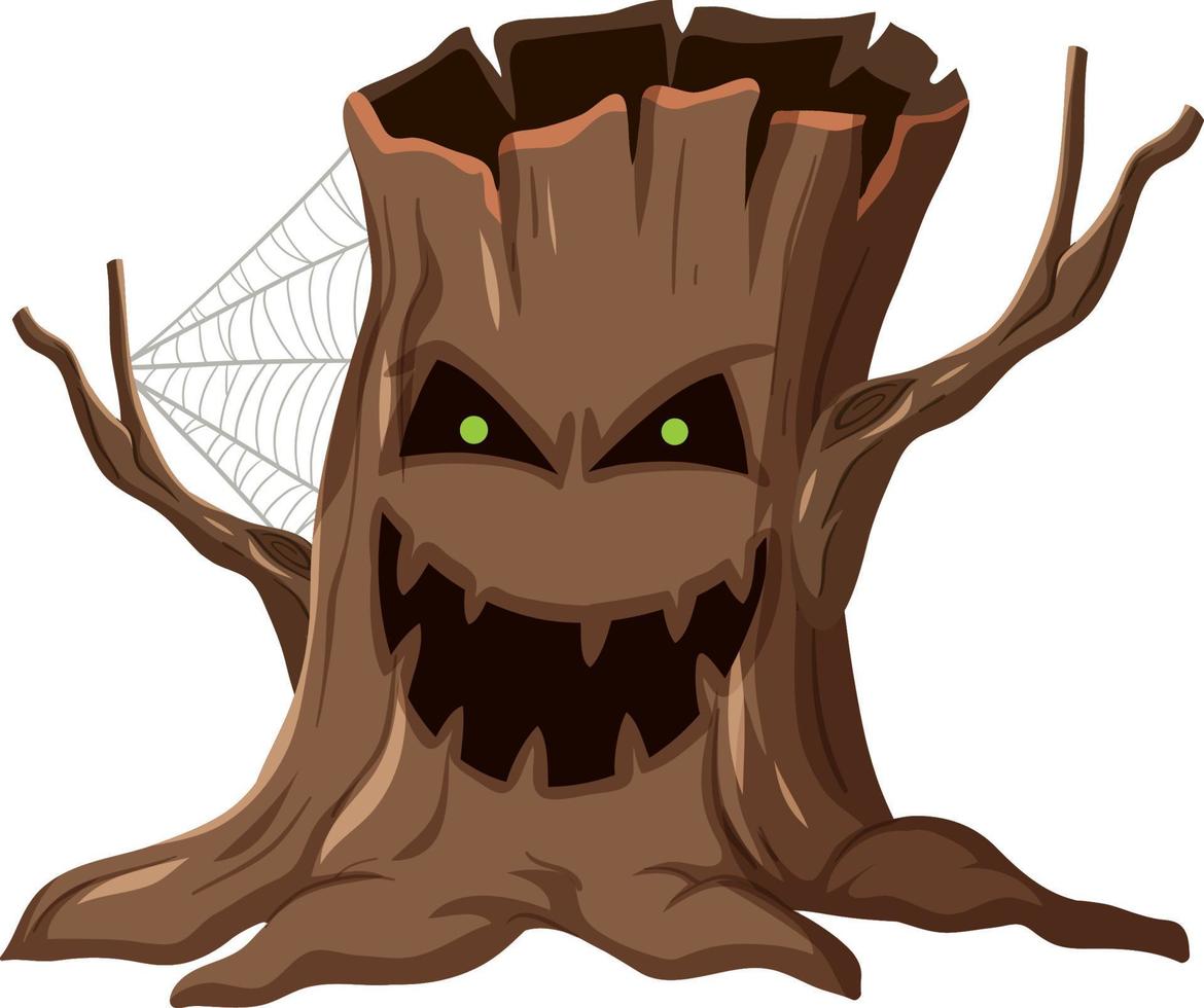 A scary tree stump on white background vector