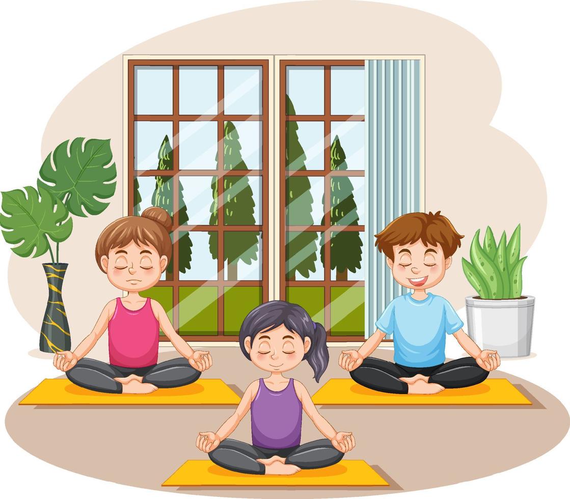 Group of people practicing yoga vector