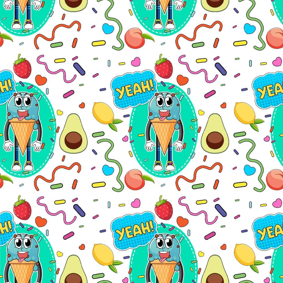 Sweet ice cream seamless pattern vector