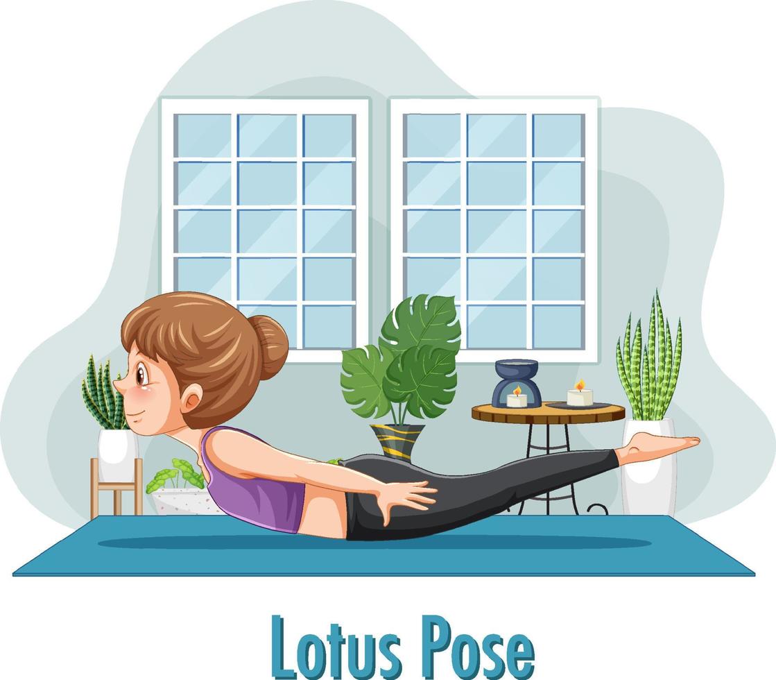 Woman doing yoga at home vector