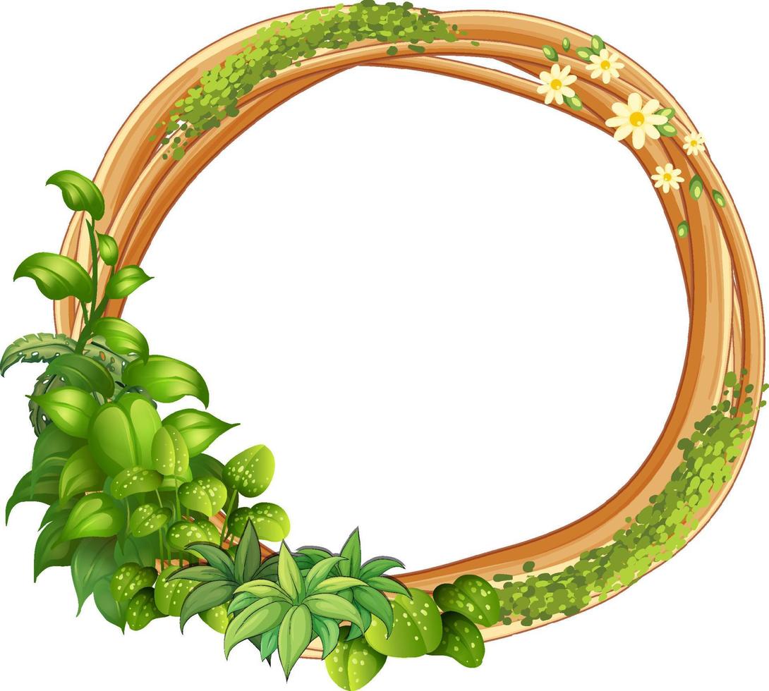 Round frame of liana branches and leaves vector