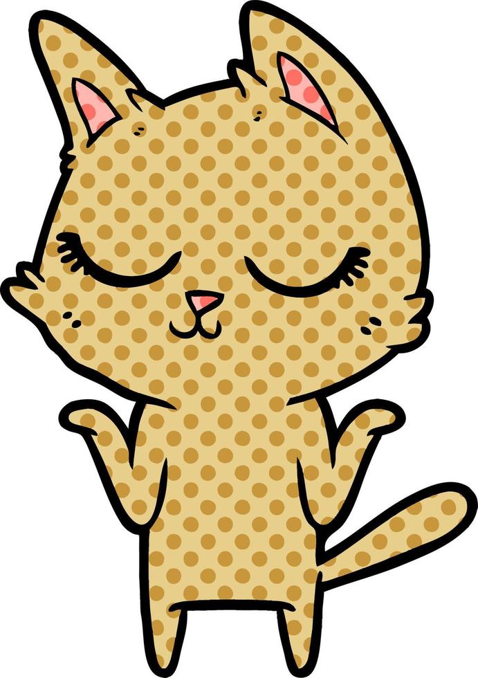 calm cartoon cat vector