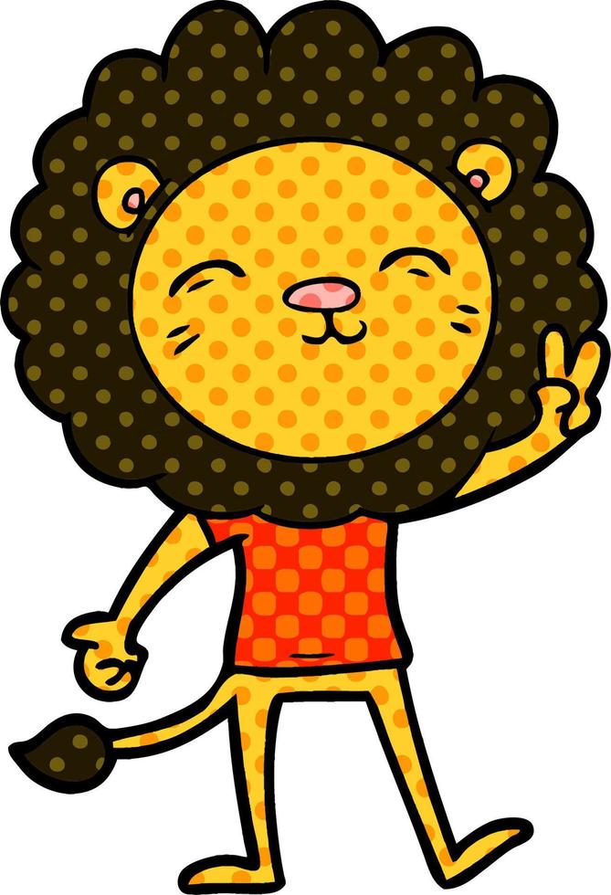 cartoon lion giving peac sign vector