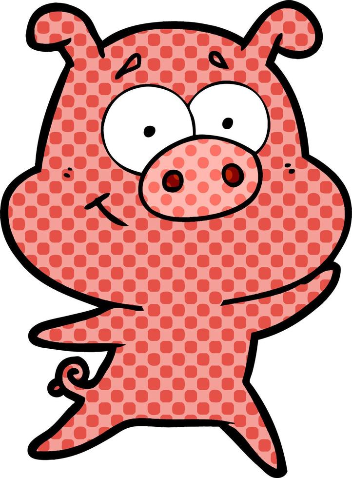 happy cartoon pig vector