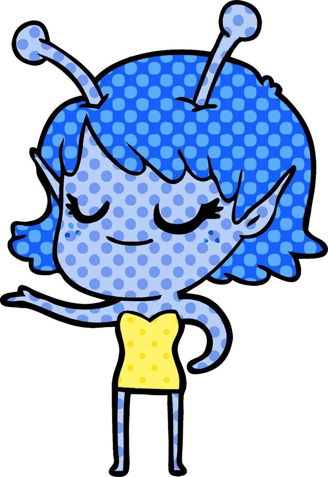 smiling alien girl cartoon vector