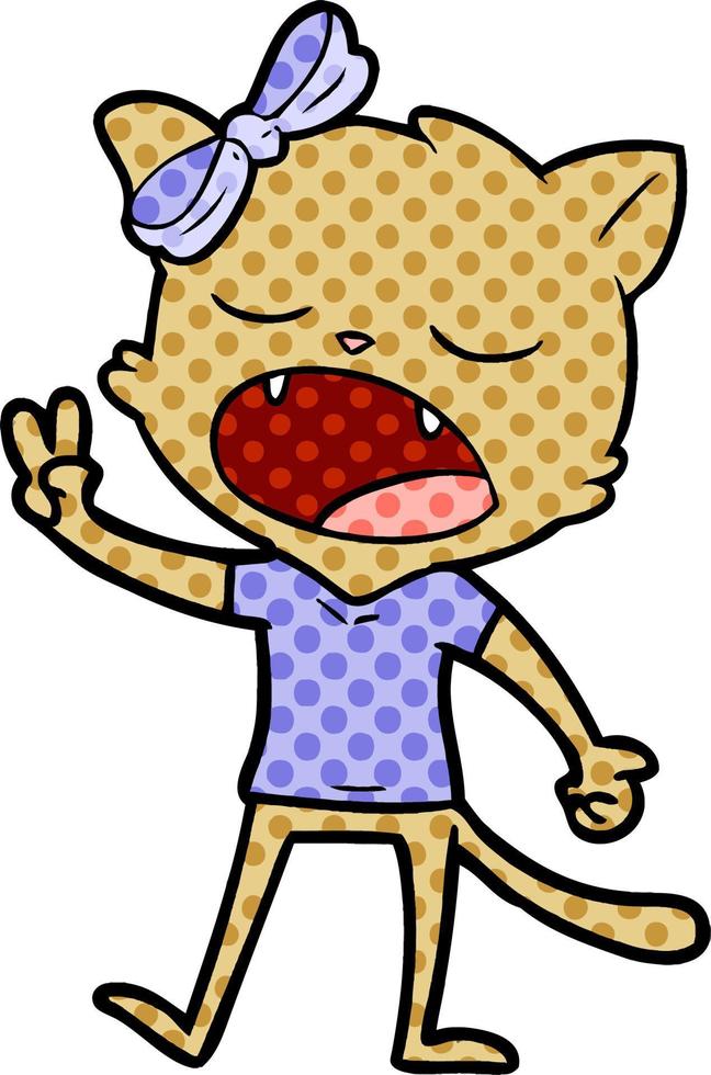 cartoon yawning cat vector