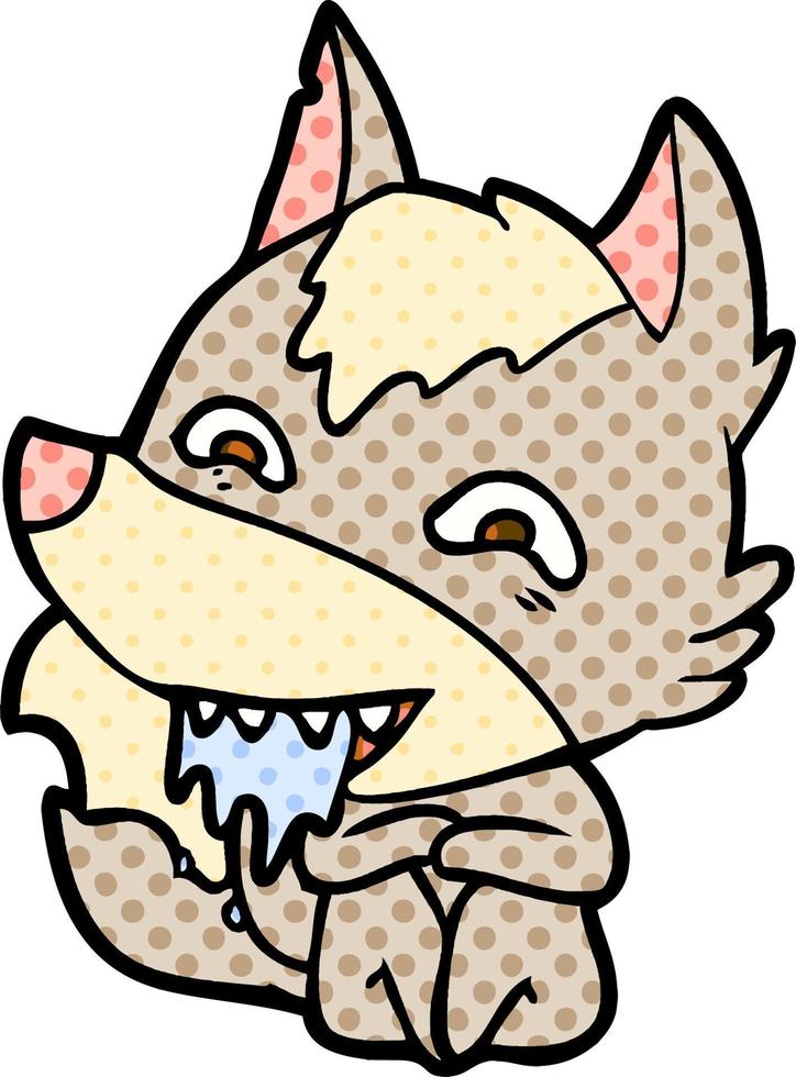 cartoon hungry wolf vector