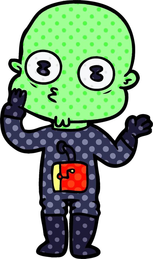 cartoon weird bald spaceman vector