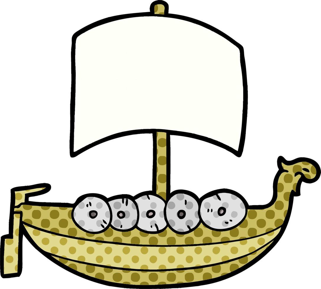 cartoon viking boat vector