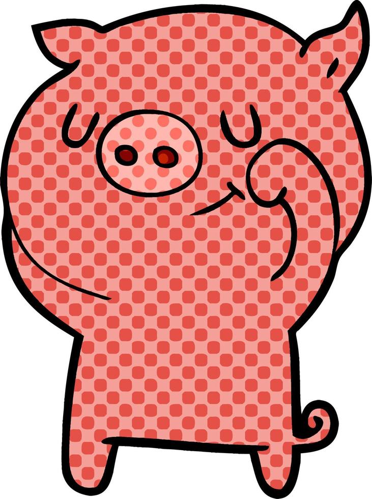 happy cartoon pig vector