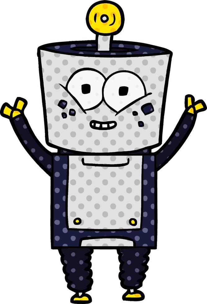 happy cartoon robot waving hello vector